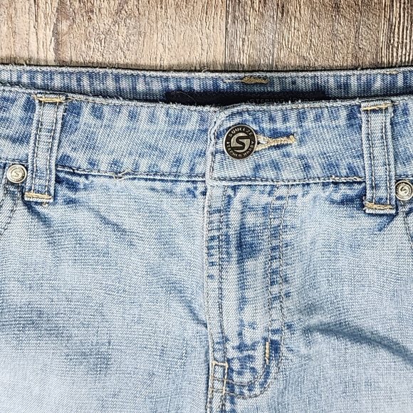 Vintage 90s Y2K   Squeeze Acid Wash Denim Skirt By Stephen Hardy  Size 3 / 4 - Picture 7 of 10